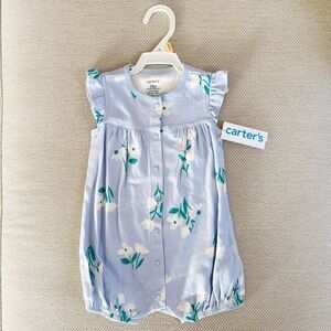 NWT Carter's Baby Blue Floral Romper